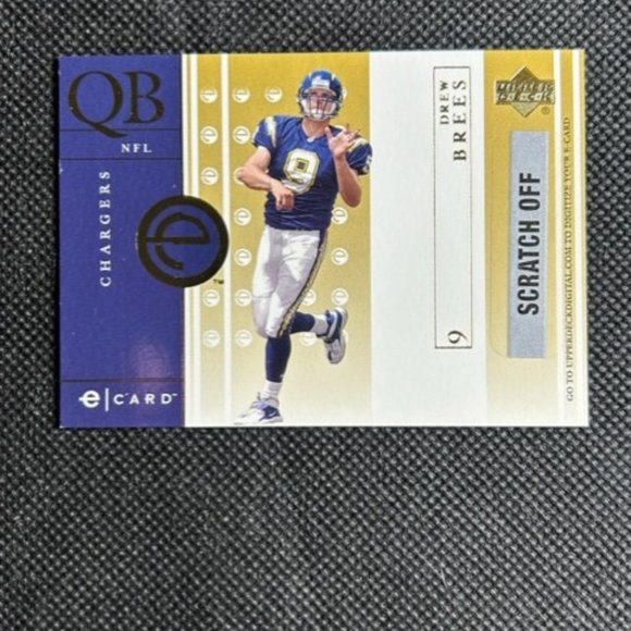 2001 Upper Deck e-Card #E-DB Drew Brees Chargers RC Rookie - Picture 1 of 2